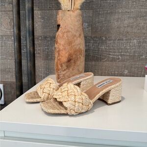 Steve Madden Women's Cream Tan Braided Mule Heels
